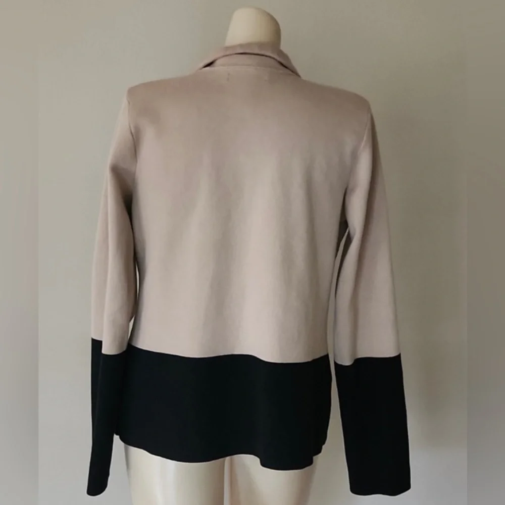 Banana Republic Blazer jacket cotton two tone Navy - Tan Size L Spandex . NWOT - Picture 9 of 9